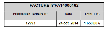 Cartouche de facture VTC